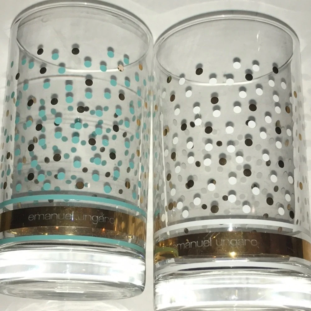 Designer Glasses Set/2 Emanuel Ungaro 1 Gold/ White 1 Light Blue/Gold Polka Dot